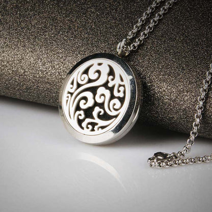 Aromatherapy Diffuser Necklace - Cloud Pattern Stainless Steel Locket Pendant