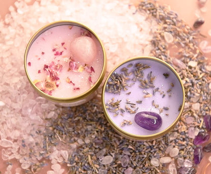 Inspireyes Candles Gift Set – Aromatherapy Soy Candles 2-Pack with Crystals