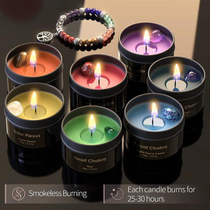 Inspireyes Chakra Candles with Premium Crystals – Luxury Healing Gift Set
