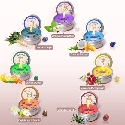 Inspireyes Chakra Candles Set of 7 – Meditation & Healing Scented Candles