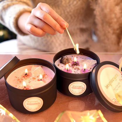 Inspireyes Scented Candles with Crystals – 3 Wick Soy 19 oz