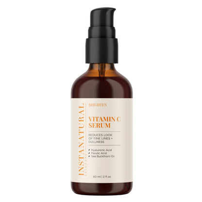 InstaNatural Vitamin C Serum with Hyaluronic Acid & Ferulic Acid — Brightening & Hydrating Formula | 2 FL Oz