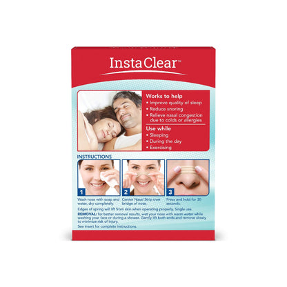 Instaclear Extra-Strength Nasal Strips (Tan) 50 ct – Instant Breathing, Sleep Support, Congestion Relief