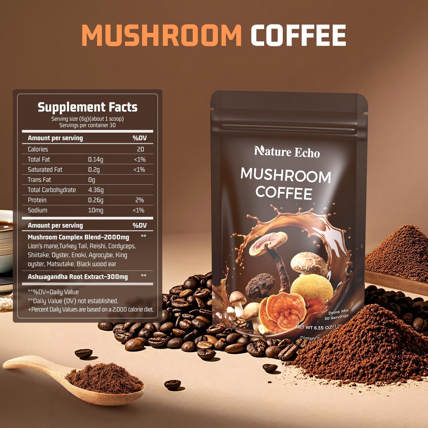 Mushroom Coffee 11 in 1 with Ashwagandha – Focus, Energy & Immunity Support