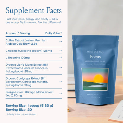 Mushroom Coffee – 20 Cups of Focus, Clean Energy | Lion's Mane, Cordyceps & L-Theanine