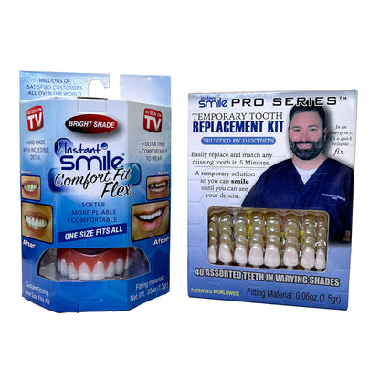 Instant Smile Flex Teeth (Bright White) & Pro Series Tooth Kit – 2 Instant Smile Products