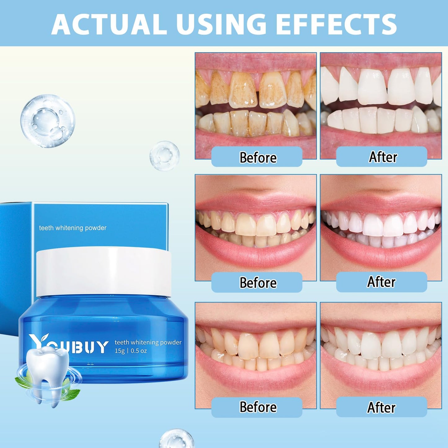 Teeth Whitening Powder – Natural Teeth Whitener | Instant Whitening & Fresh Breath (2PCS)
