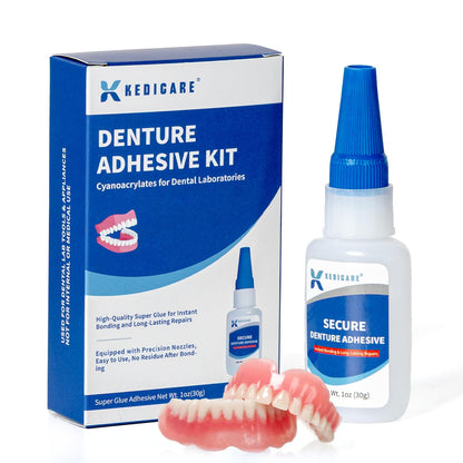 Dental Lab Denture Repair Glue Kit (1oz/30g) – Instant Bonding Denture Adhesive, No Odour