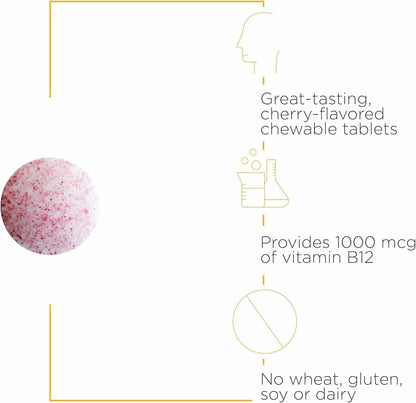 Integrative Therapeutics B-12 Active Cherry Chewables – 30 Vegan Vitamin B12, Nerve Support (2 Pack)