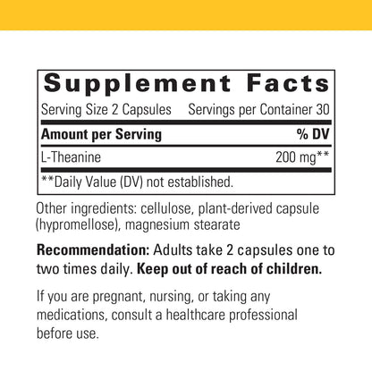 Integrative Therapeutics L-Theanine - Stress Support & Relaxation - 60 Capsules (30 Servings) | Vegan, Gluten-Free