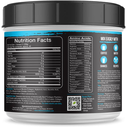 Intentionally Bare Unflavored Collagen Powder – Grass Fed, Non-GMO, 10g Protein, 40 Servings