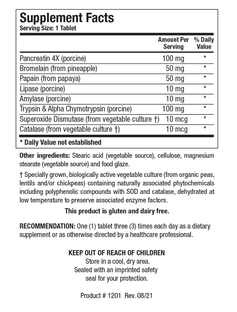 Intenzyme Forte Proteolytic Pancreatic Enzymes - Supports Protein Digestion | 100 Tablets | Biotics Research