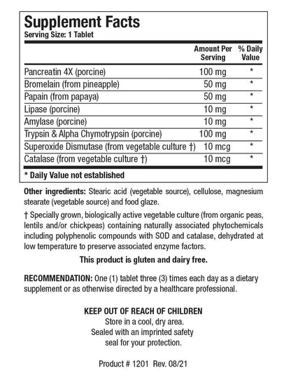 Intenzyme Forte Proteolytic Pancreatic Enzymes - Supports Protein Digestion | 100 Tablets | Biotics Research