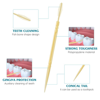 1000pcs Disposable Interdental Toothpicks - Portable Plastic Oral Cleaner (Random Color)