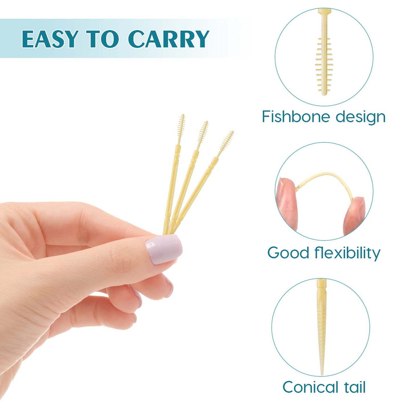 1000pcs Disposable Interdental Toothpicks - Portable Plastic Oral Cleaner (Random Color)