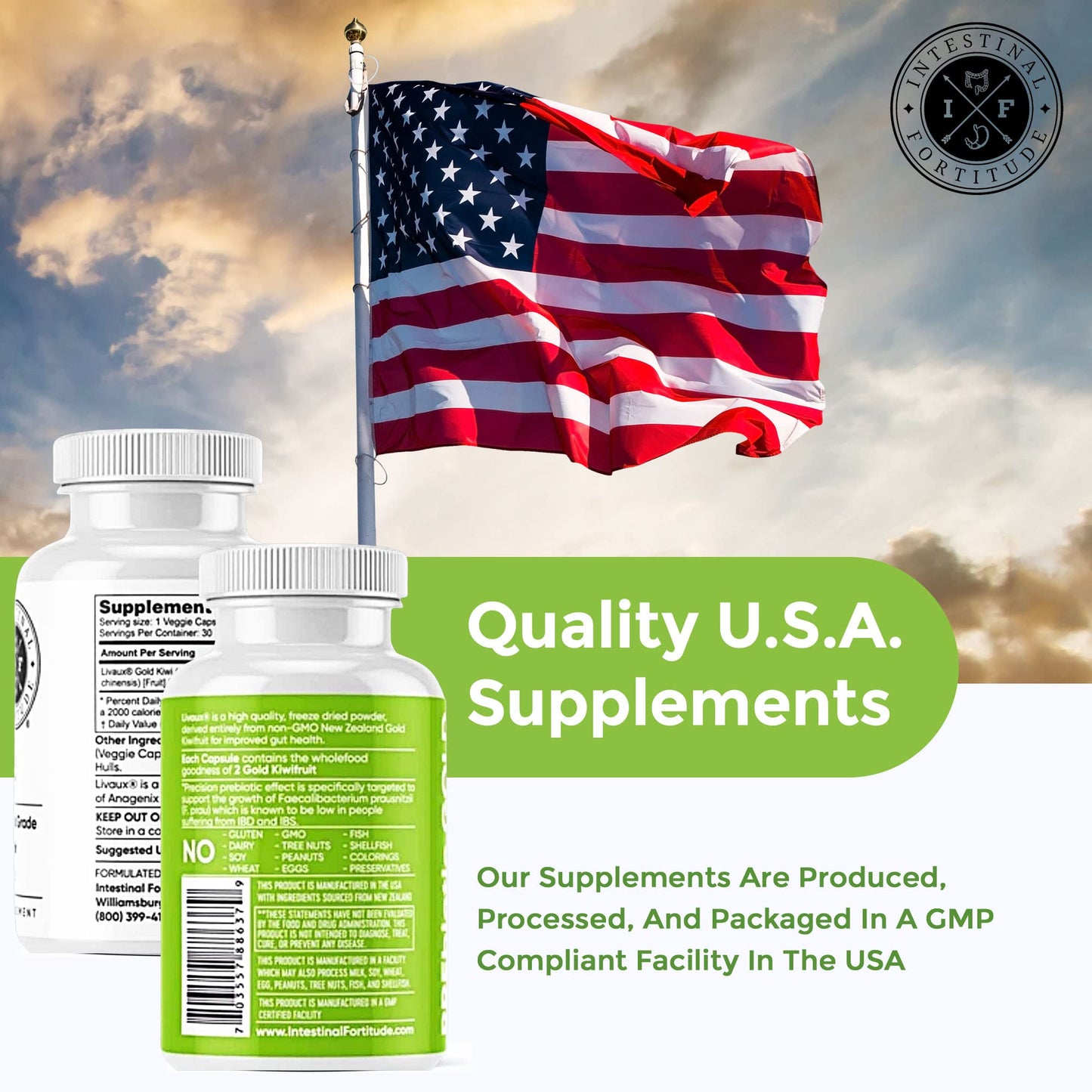 Intestinal Fortitude PREbiotic Gold: Kiwifruit Fiber & Butyrate for Gut Health (Dairy-Free)