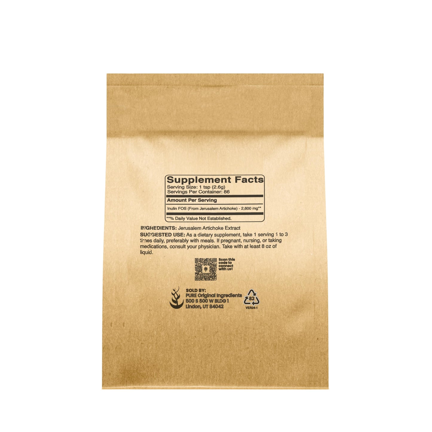 Pure Inulin FOS Powder (8 oz) – Always Pure, No Fillers, Lab Verified