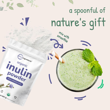 Organic Inulin Fiber Powder 2lb – Prebiotic Digestive Health, Unflavored & Vegan | Micro Ingredients