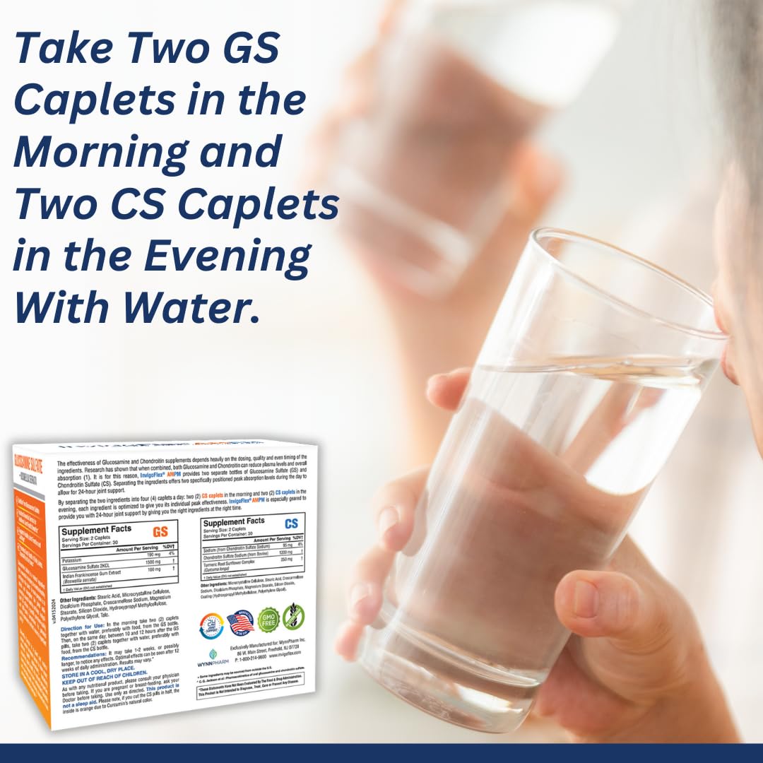 INVIGOFLEX AMPM – Glucosamine & Chondroitin, Turmeric Curcumin, Boswellia | 24-Hour Joint Support