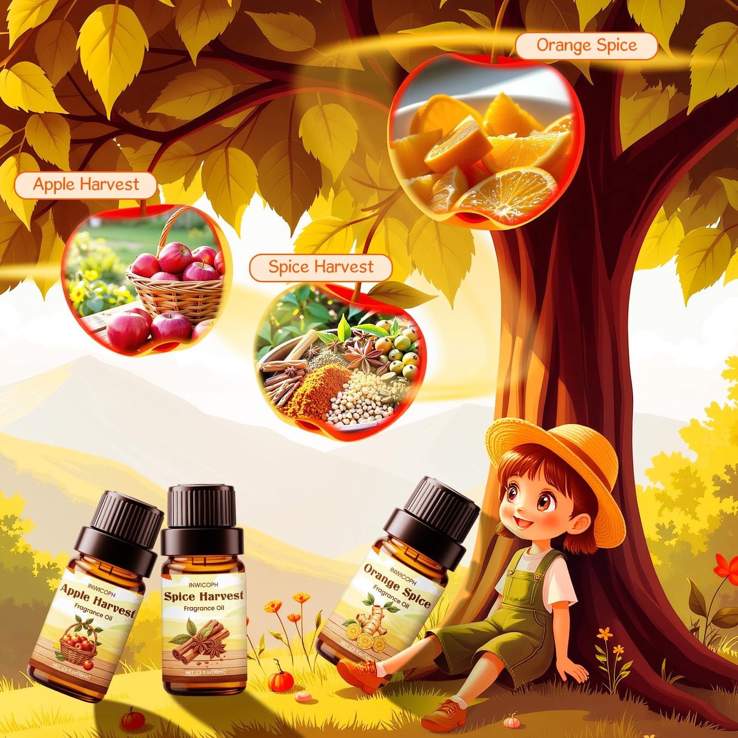 INWICOPH Autumn Fragrance Oils Set | 6x10ml Fall Scents for Diffuser & Candle Making