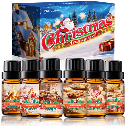 INWICOPH Christmas Fragrance Oil Set – 6×10ml Holiday Diffuser Oils