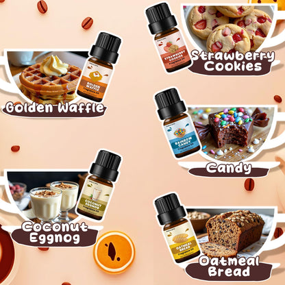 INWICOPH Coffee Shop Fragrance Oil Set – 10 Scents for Candles, Diffusers, Soap Making | Espresso, Mocha, Chocolate & More
