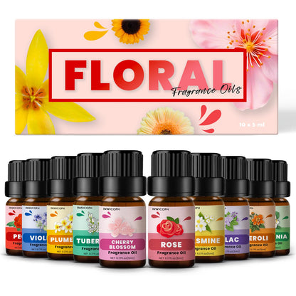 INWICOPH Floral Essential Oils – Rose, Jasmine, Gardenia & More for Diffusers, Candles & DIY
