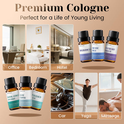 INWICOPH Fragrance Oils for Men - 6x10ml Cologne & Aromatherapy Set | Luxe Empire, Polished Gent, Bayberry Breeze