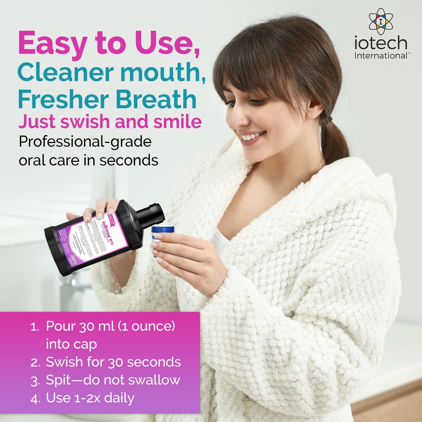 ioRinse RTU Mouthwash 1L – Alcohol-Free, Halitosis Relief, Soft Mint