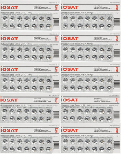 iOSAT Potassium Iodide Tablets 130 mg – 14 Tablets per Pack, 10 Packs
