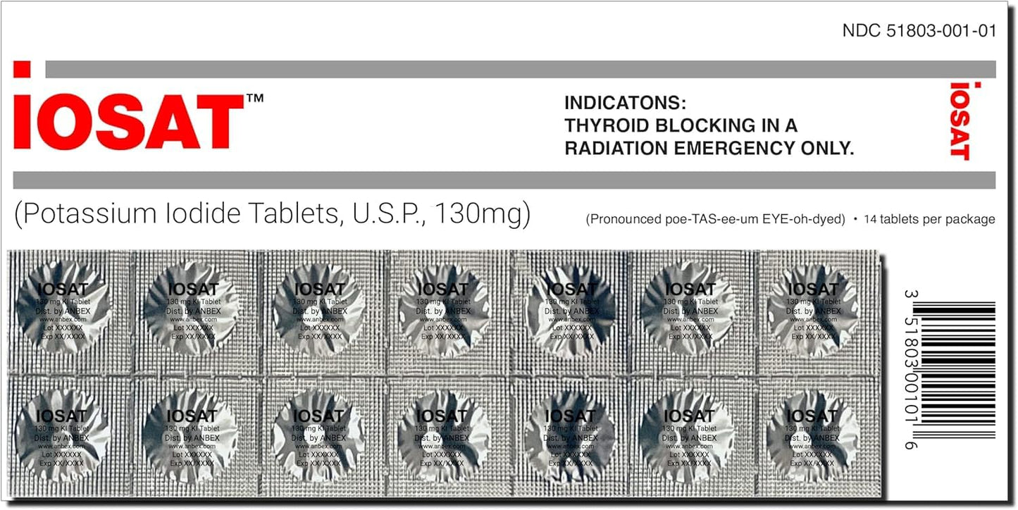 IOSAT Potassium Iodide 130 mg - 14 Tablets | Emergency Thyroid Protection