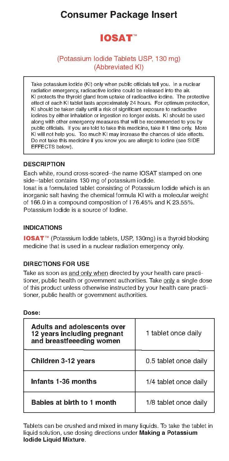 IOSAT Potassium Iodide 130 mg - 14 Tablets | Emergency Thyroid Protection