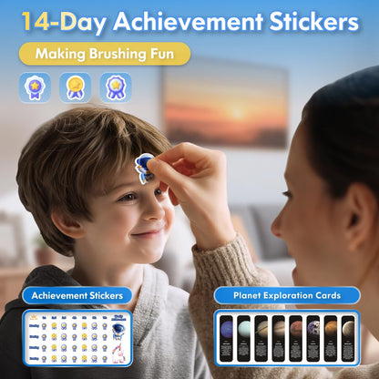 Kids Electric Toothbrush – Rechargeable Sonic Timer, 3 Modes, 4 Heads (Astronaut Black)
