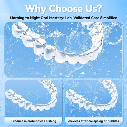 Ultrasonic Retainer Cleaner 45kHz Denture Cleaning Pod | 3 Timer Modes, Cooling Fan