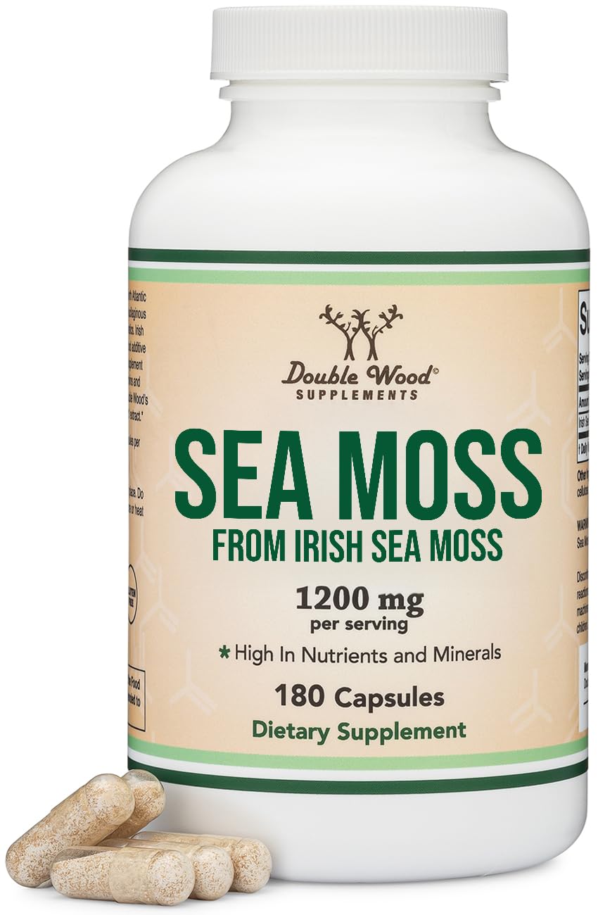 Irish Sea Moss Capsules 1200mg - 180 Count | Double Wood