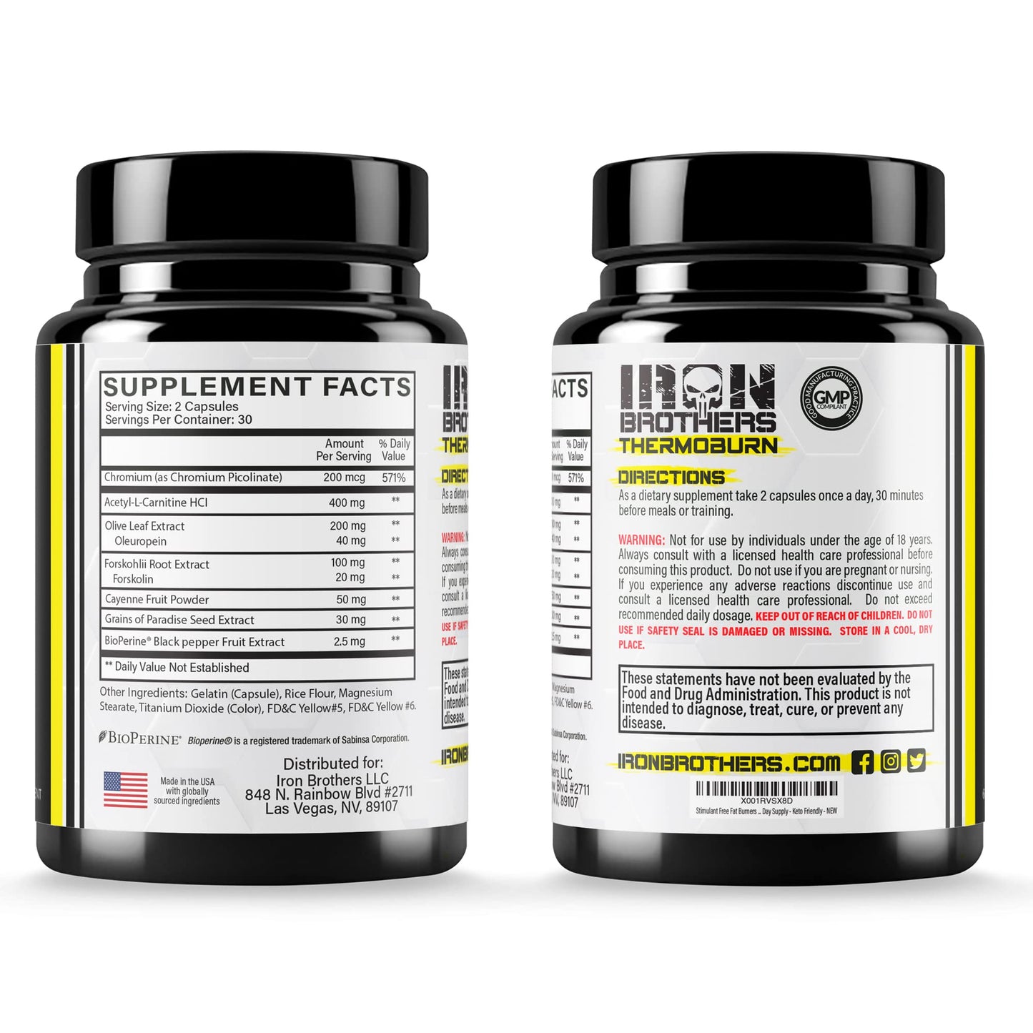 Iron Brothers Stimulant Free Fat Burner - Non-Stim Thermogenic Fat Burner (30 Day Supply)