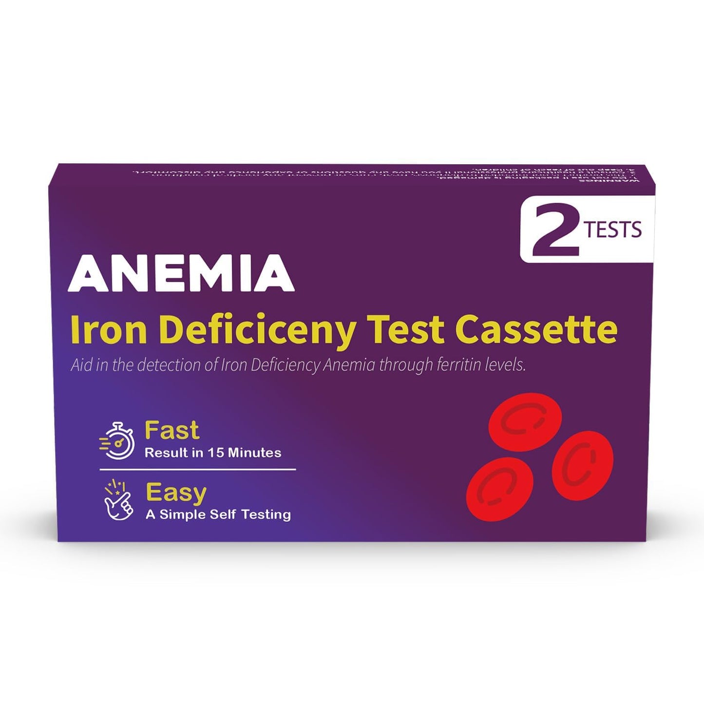 Iron Deficiency Test Kit – Ferritin Home Test (2 Tests, 15 Minutes)