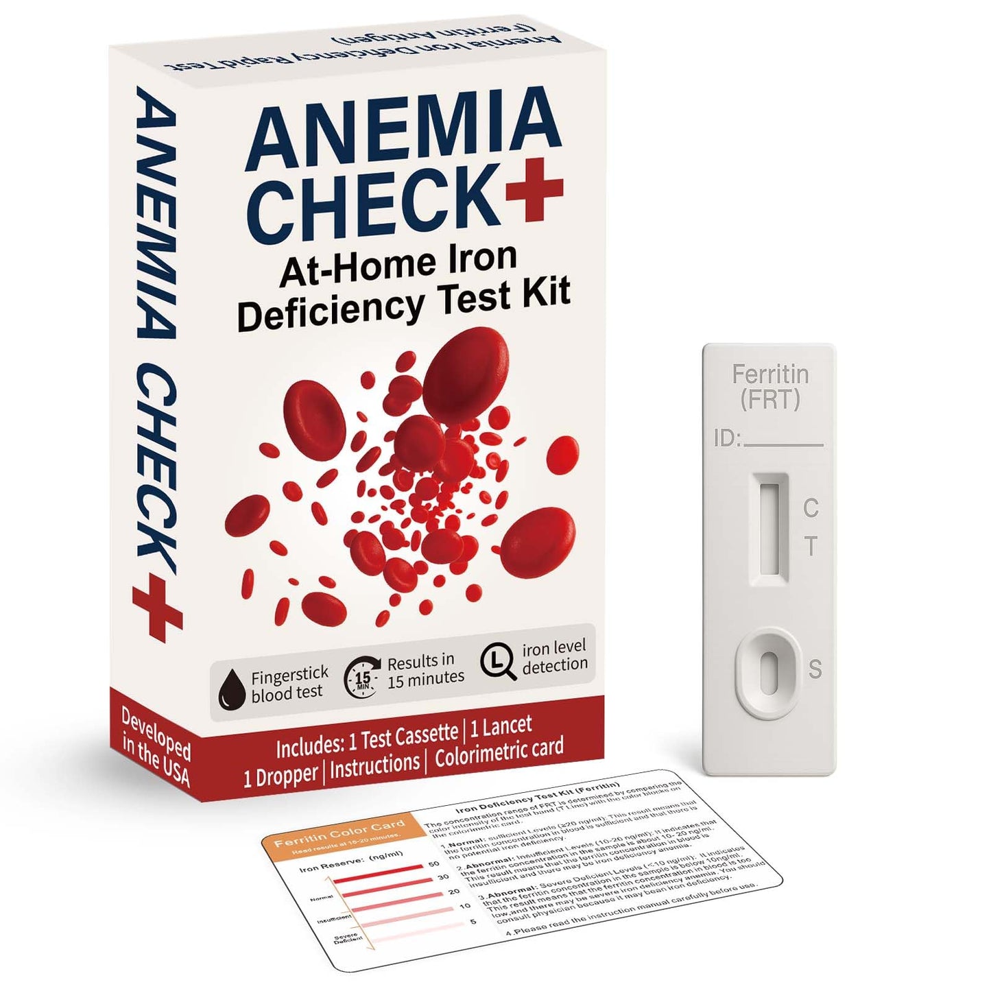 Iron Deficiency Test Kit at-Home – Self-Testing Iron Level (Men, Women, Adults & Children)