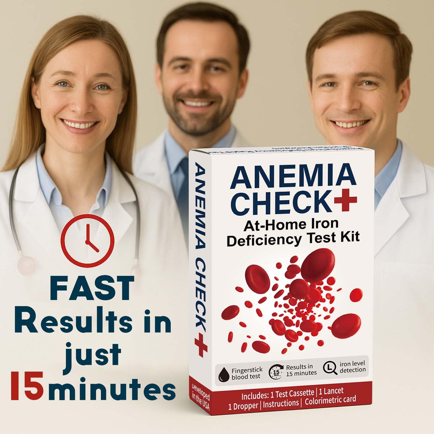 Iron Deficiency Test Kit at-Home – Self-Testing Iron Level (Men, Women, Adults & Children)