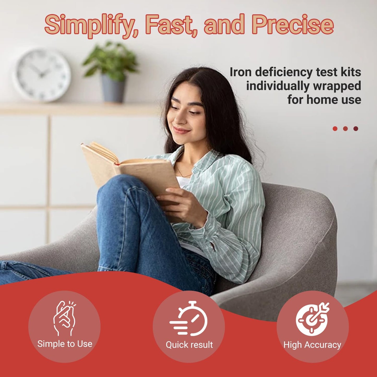 Iron Deficiency Test Kit for Home Use | 1 Pack – 5-Minute Ferritin Test, 99.5% Accurate