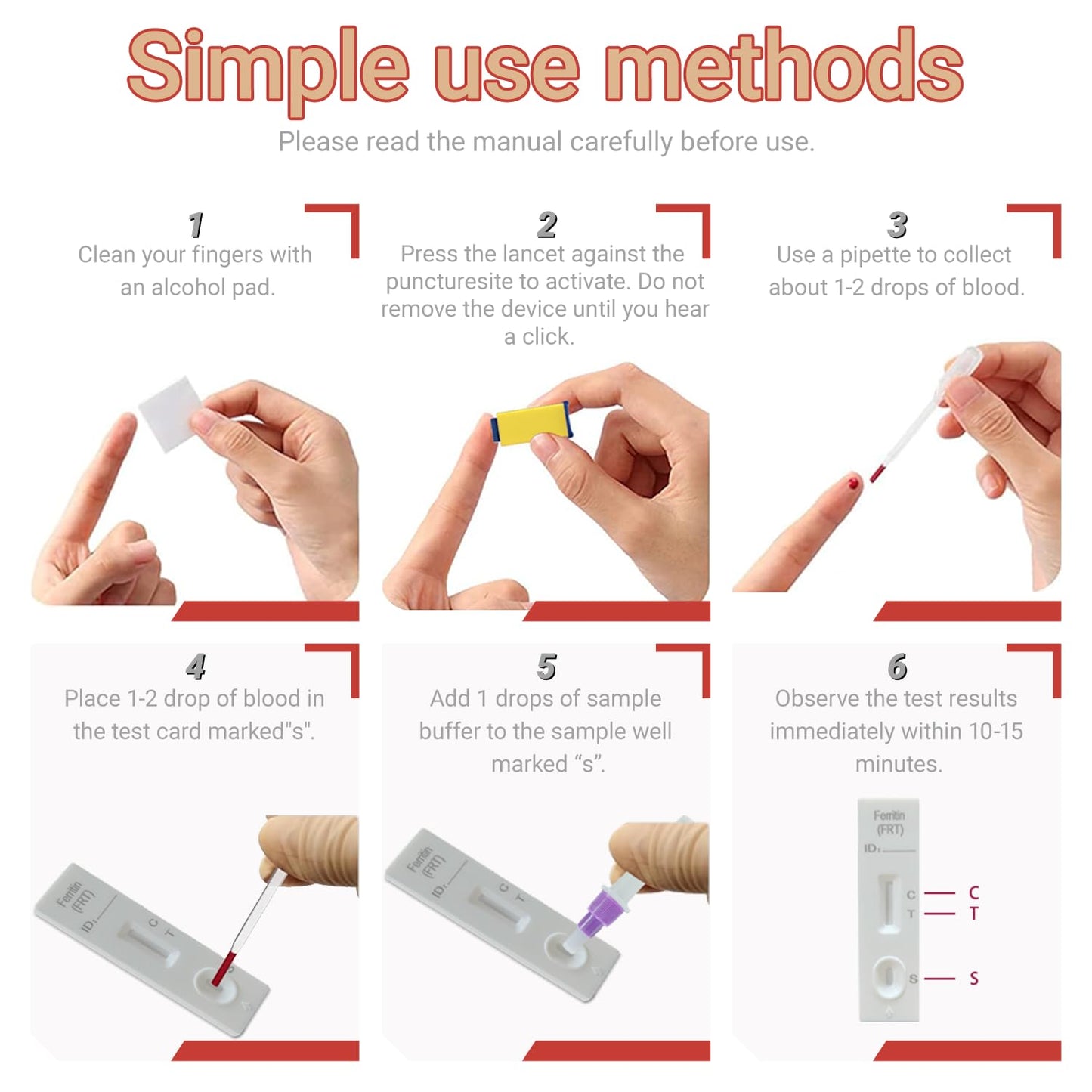 Iron Deficiency Test Kit for Home Use | 1 Pack – 5-Minute Ferritin Test, 99.5% Accurate
