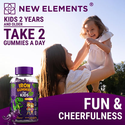 Iron Dinosaur Gummies for Kids with Vitamin C – Grape Flavor (Pack of 2)