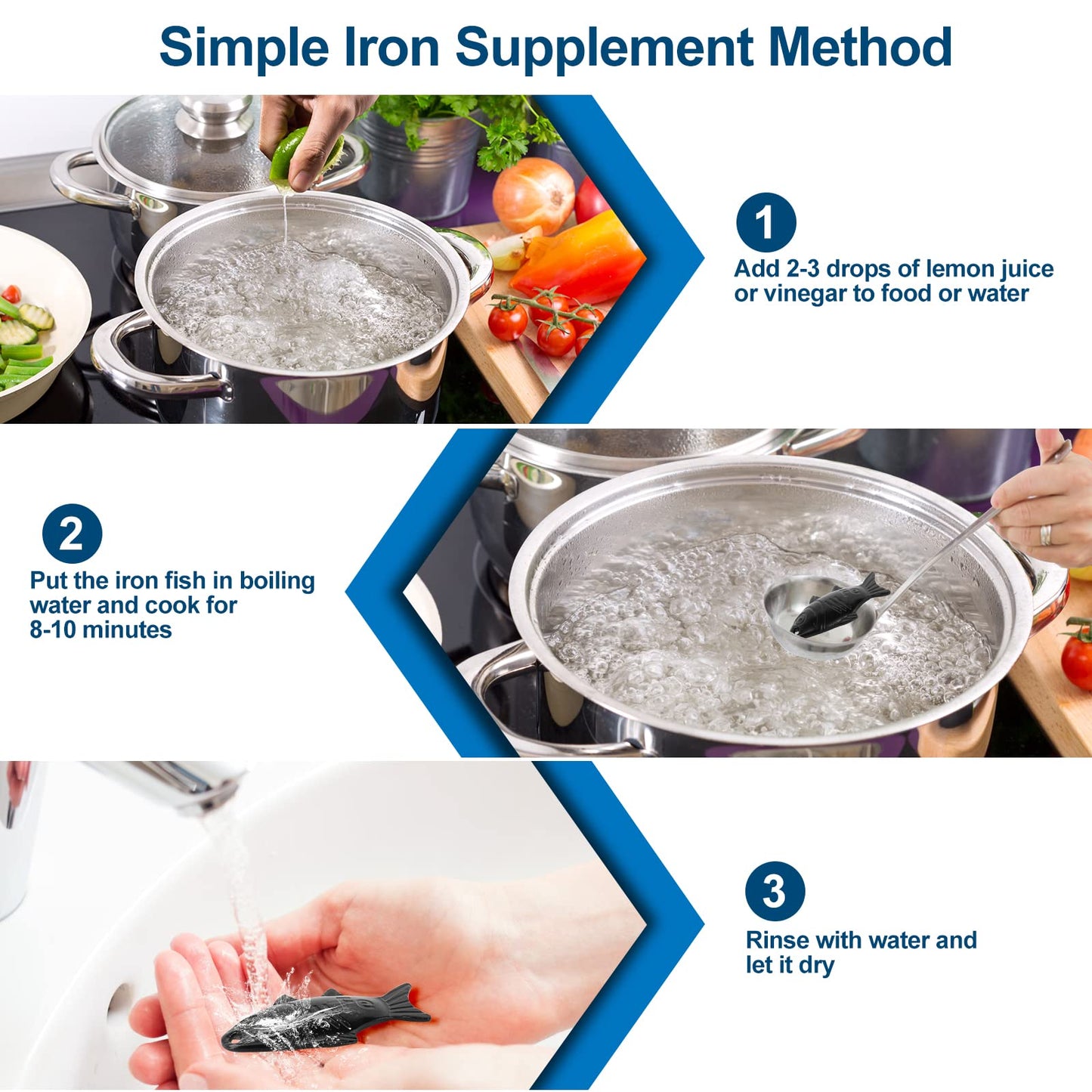 2 Pack Iron Fish – Natural Iron for Food & Water | Safe for Vegans, Athletes & Pregnant Women