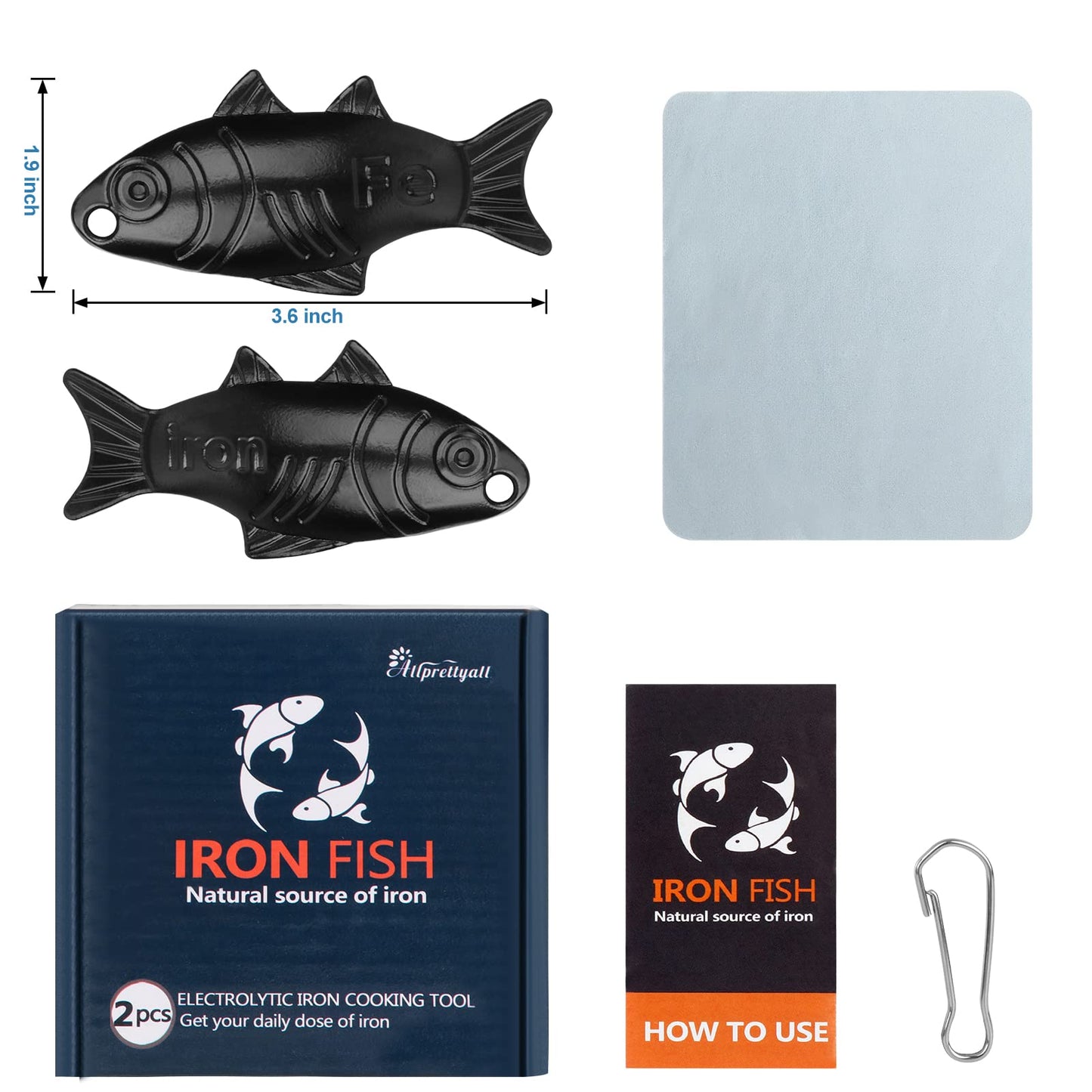 2 Pack Iron Fish – Natural Iron for Food & Water | Safe for Vegans, Athletes & Pregnant Women