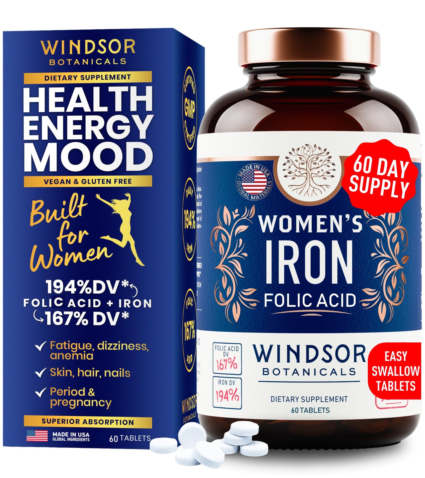 Gentle Iron 35mg + Folic Acid 400mcg for Women – Anemia & Pregnancy Support