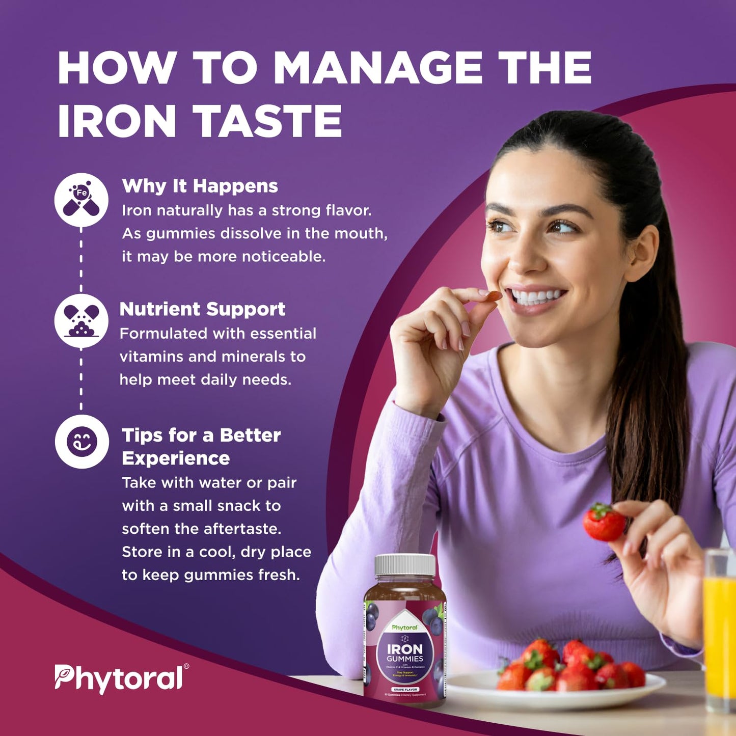 Natural Multivitamin Iron Gummies for Adults – Iron + Energy Boost