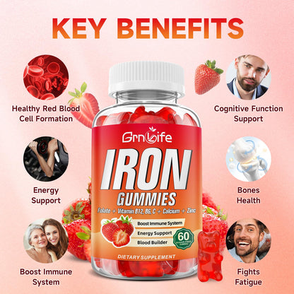 Iron Gummies Sugar Free – For Women, Men & Kids | 120 Count