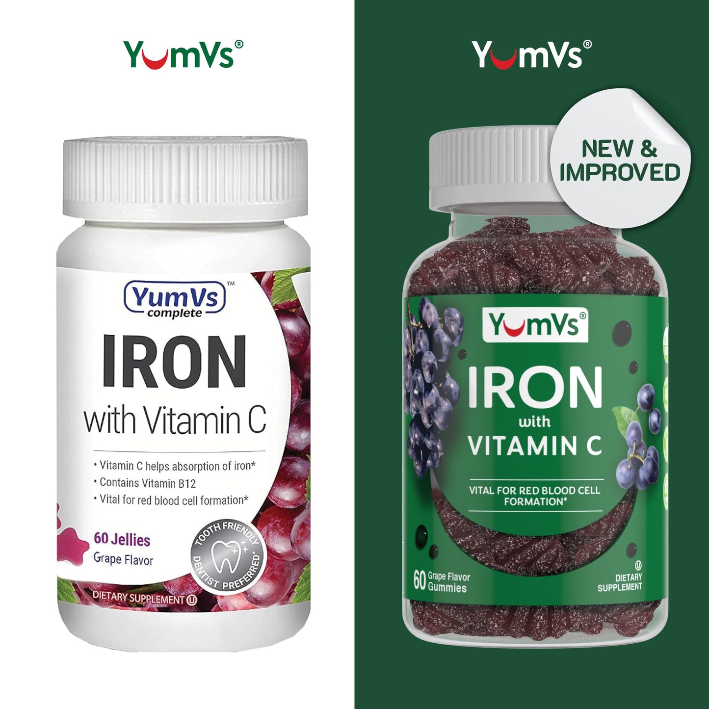 Iron Gummies with Vitamin C – 10 mg Iron, Grape Flavor (60 Count) – Vegan, Kosher, Non-GMO