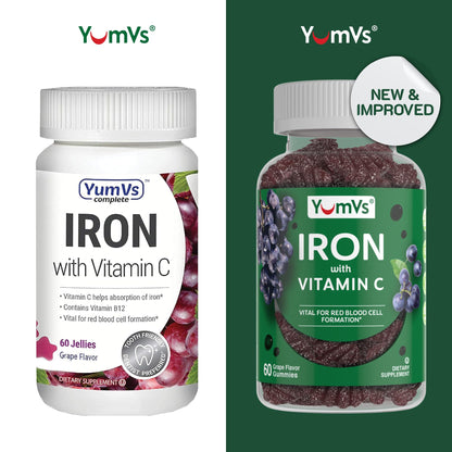 Iron Gummies with Vitamin C – 10 mg Iron, Grape Flavor (60 Count) – Vegan, Kosher, Non-GMO