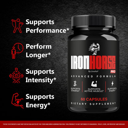 Iron Horse Pro Supplement Pills – Official Advanced Formula, Maximum Strength Capsules (60 Caps)